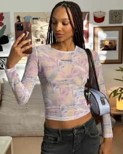 Bow Mesh Top Lilac
