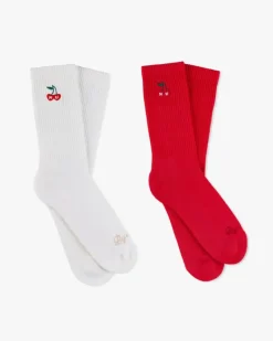 Calcetines Quote Marfil/Rojo 2Xpack