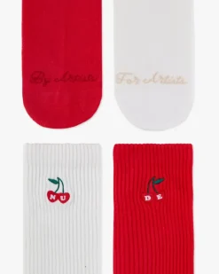Calcetines Quote Marfil/Rojo 2Xpack