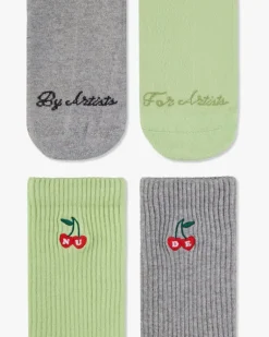 Calcetines Quote Verde/Gris 2Xpack