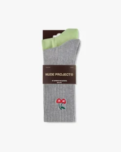 Calcetines Quote Verde/Gris 2Xpack