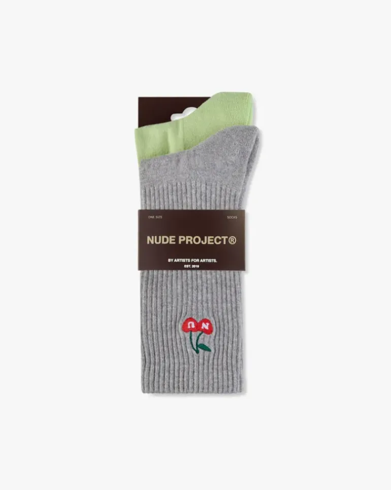 Calcetines Quote Verde/Gris 2Xpack