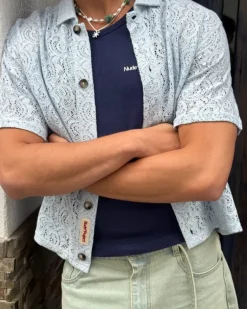 Camisa Romantica Azul Cielo