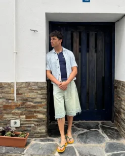 Camisa Romantica Azul Cielo
