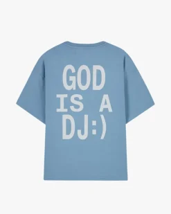 Camiseta God is a DJ Azul Cielo