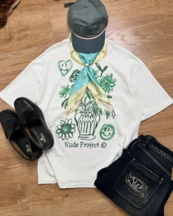 Camiseta Jarrón Blanco Crema