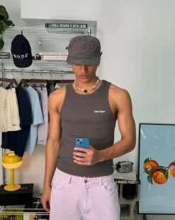 Camiseta Tirantes Ss24 Beige/Gris Oscuro