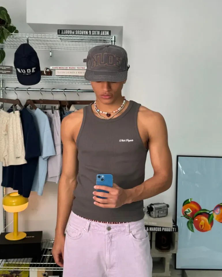Camiseta Tirantes Ss24 Beige/Gris Oscuro