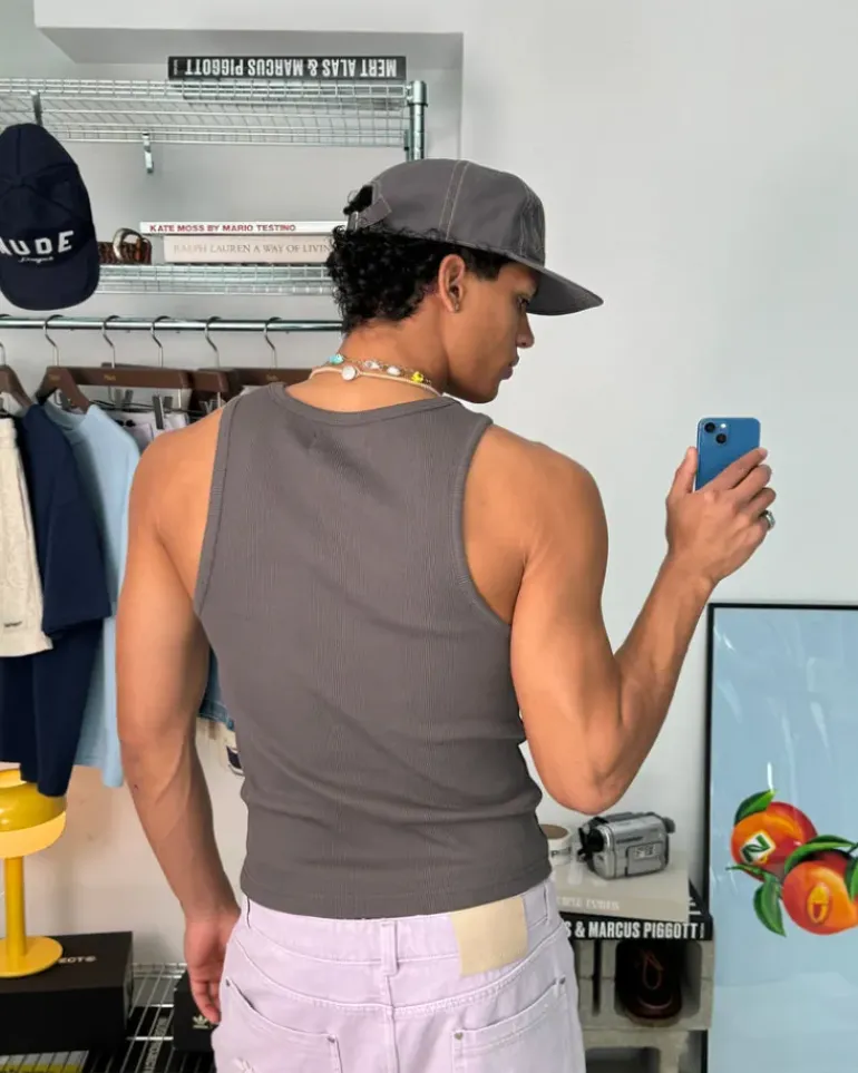Camiseta Tirantes Ss24 Beige/Gris Oscuro