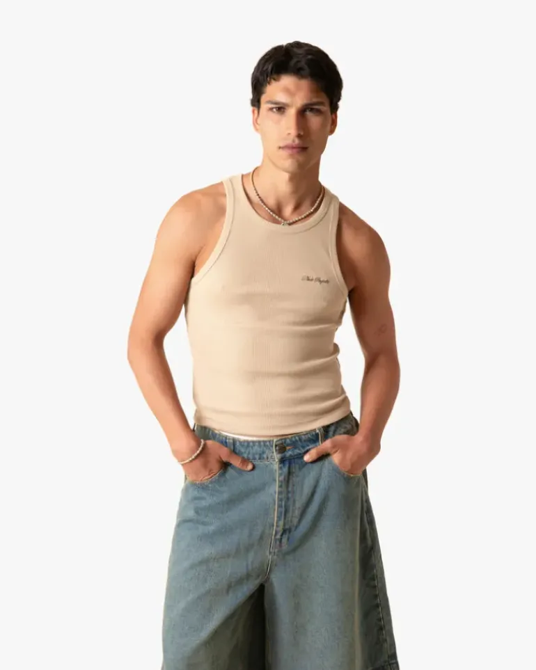 Camiseta Tirantes Ss24 Beige/Gris Oscuro