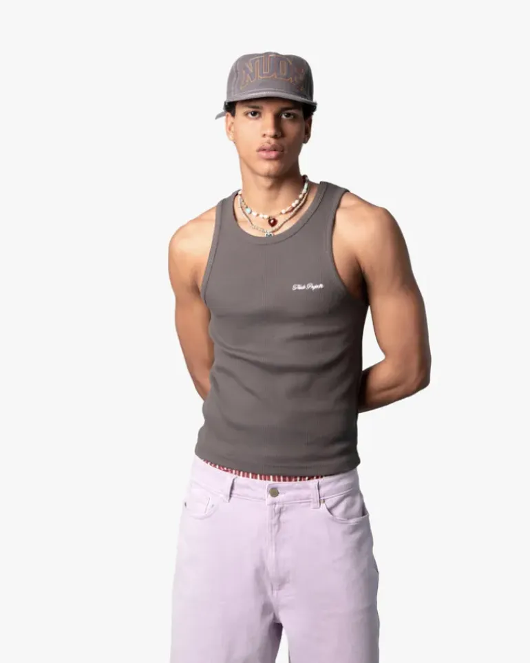 Camiseta Tirantes Ss24 Beige/Gris Oscuro