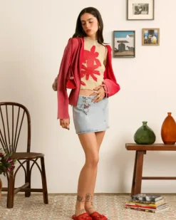 Cherry Denim Skirt