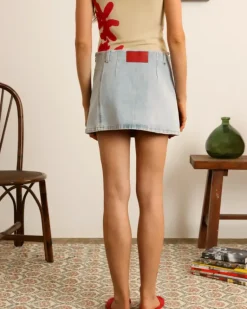 Cherry Denim Skirt