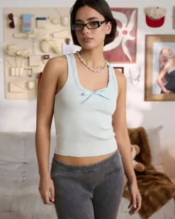 Cutie Bow Tank Top Blue