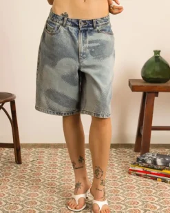 Face Denim Shorts