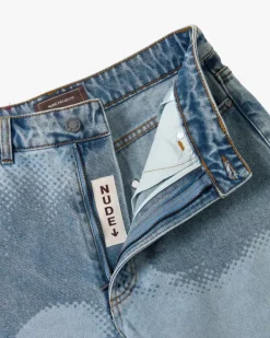 Face Denim Shorts