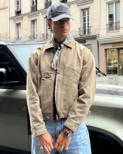 Heavy Canvas Trucker Jacket Khaki