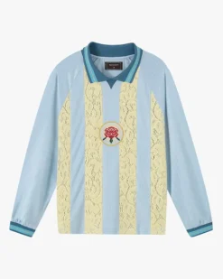 Lace Football Polo Baby Blue