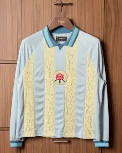 Lace Football Polo Baby Blue