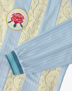 Lace Football Polo Baby Blue