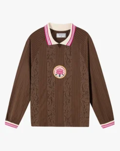 Lace Football Polo Brown