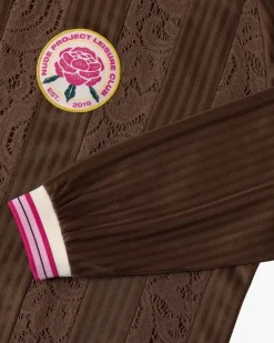 Lace Football Polo Brown