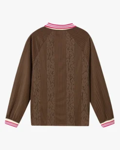 Lace Football Polo Brown