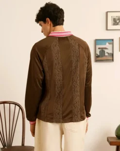Lace Football Polo Brown