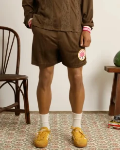 Lace Football Short Brown
