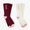Logo Socks White/Burgundy 2Xpack