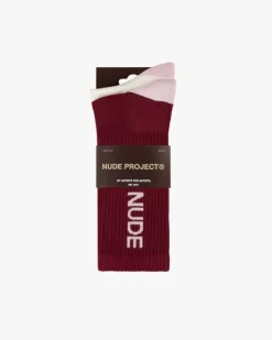 Logo Socks White/Burgundy 2Xpack
