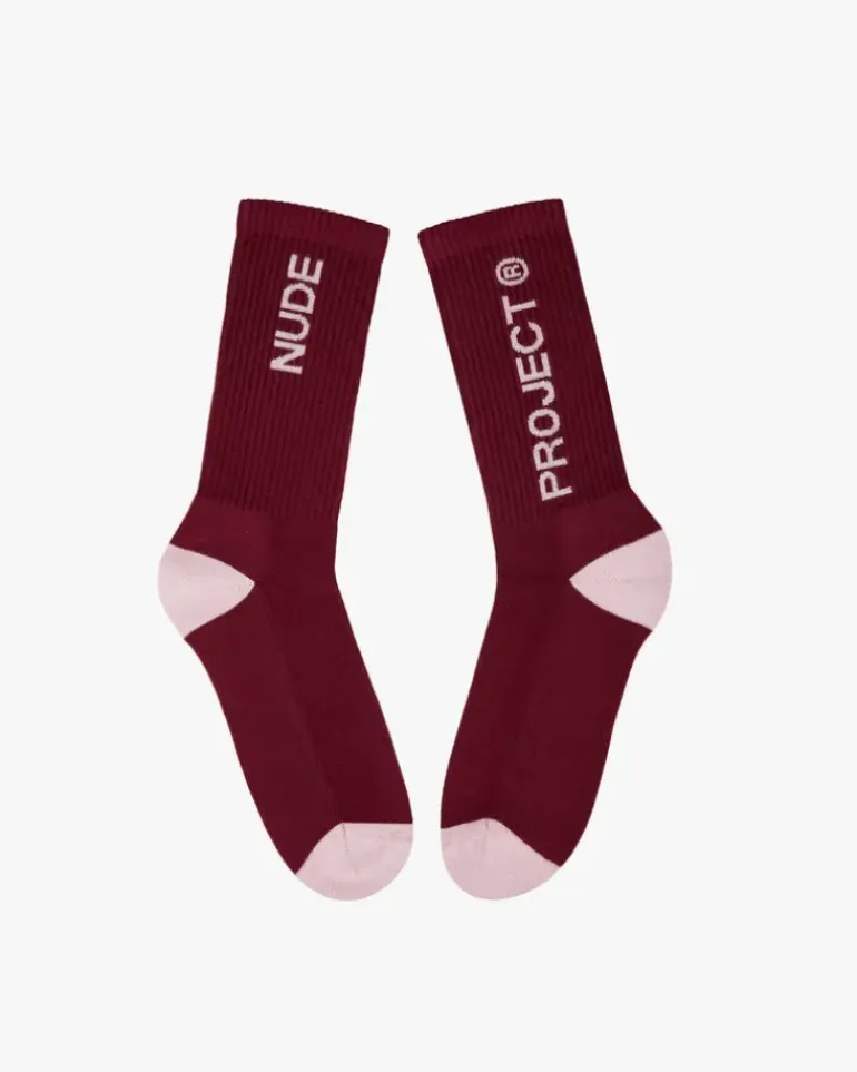 Logo Socks White/Burgundy 2Xpack