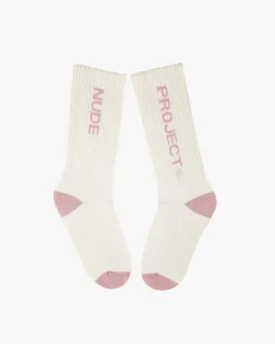 Logo Socks White/Burgundy 2Xpack
