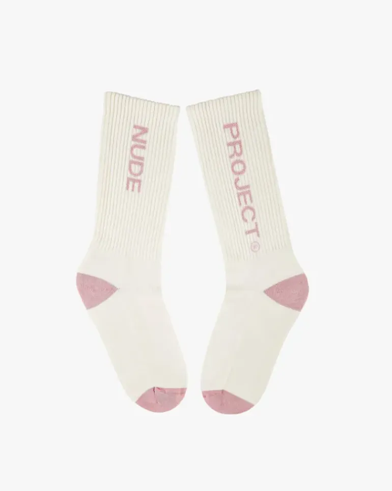 Logo Socks White/Burgundy 2Xpack