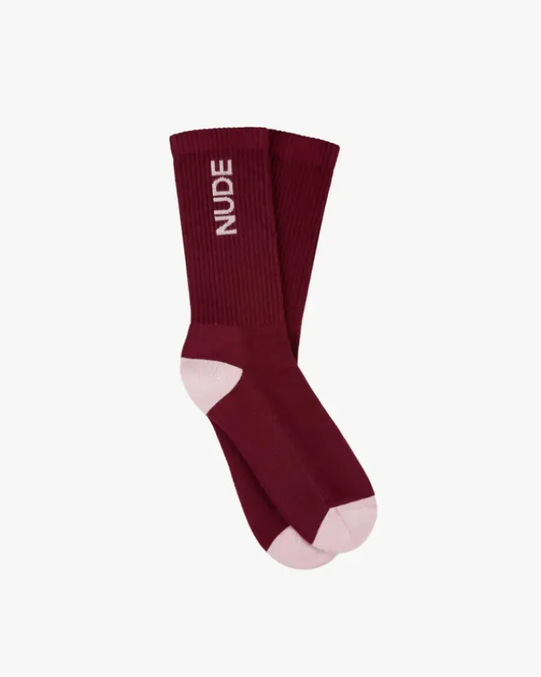 Logo Socks White/Burgundy 2Xpack