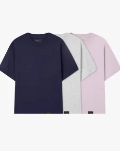 Pack De 3 Camisetas Básicas Lila/Gris/Azul Marino
