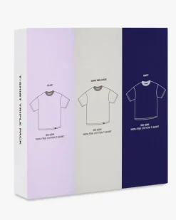 Pack De 3 Camisetas Básicas Lila/Gris/Azul Marino