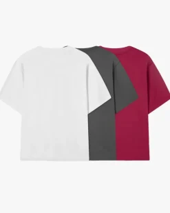 Pack De 3 Camisetas Básicas Blanca/Gris Oscuro/Granate