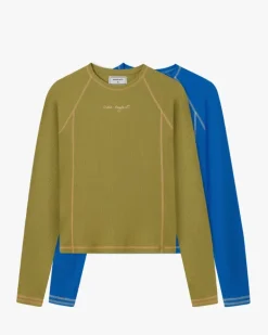 Pack De 2 Camisetas Manga Larga Waffle Verde/Azul