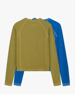 Pack De 2 Camisetas Manga Larga Waffle Verde/Azul