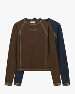 Pack De 2 Camisetas Manga Larga Waffle Marrón/Azul Marino