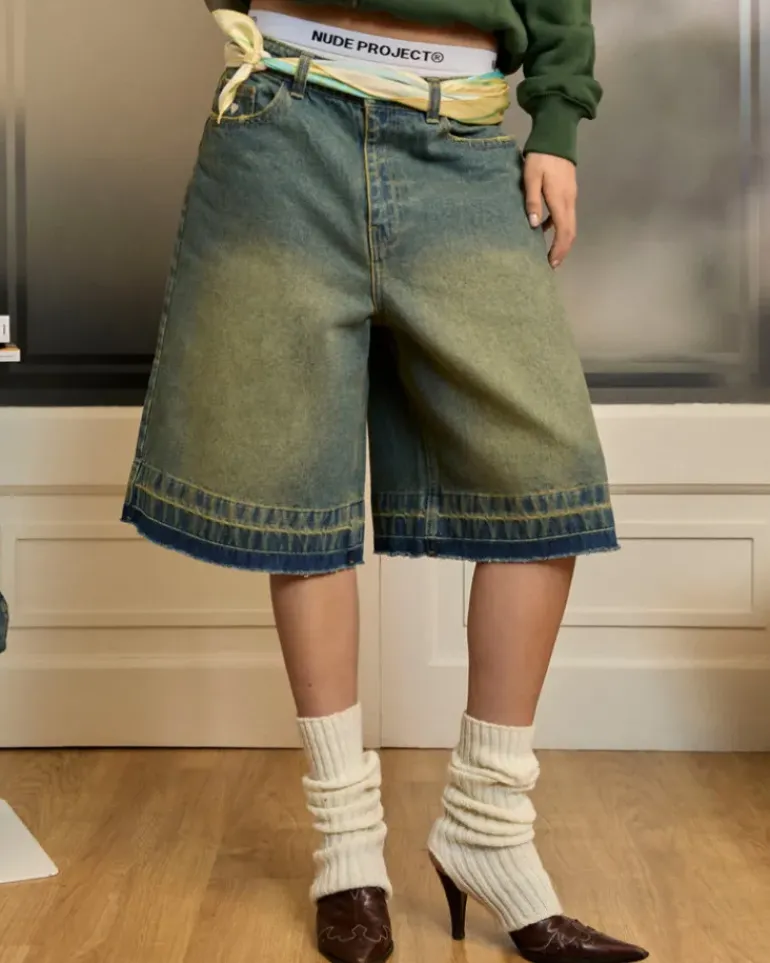 Pantalón Corto Baggy Indigo Old Denim