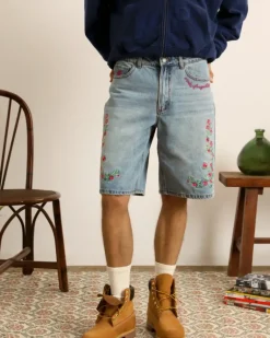 Pantalón Corto Denim Flowers
