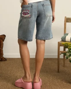 Pantalón Corto Denim Flowers