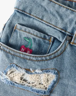 Pantalón Corto Denim Lace
