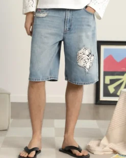 Pantalón Corto Denim Lace