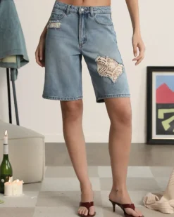 Pantalón Corto Denim Lace
