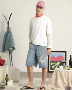 Pantalón Corto Denim Lace