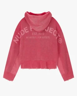 Perfect Cropped Zip-Up Hoodie Raspberry