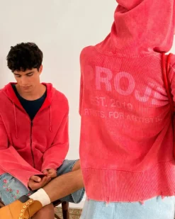 Perfect Cropped Zip-Up Hoodie Raspberry